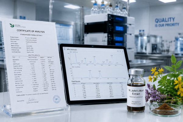 بررسی نتایج کروماتوگرافی (HPLC) و برگه آنالیز کیفی (COA) در استانداردسازی عصاره‌های گیاهی دارویی